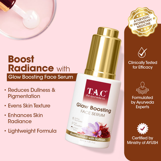TAC Glow Boosting Face Serum With Saffron & 24K Gold Reduces Dullness & Pigmentation