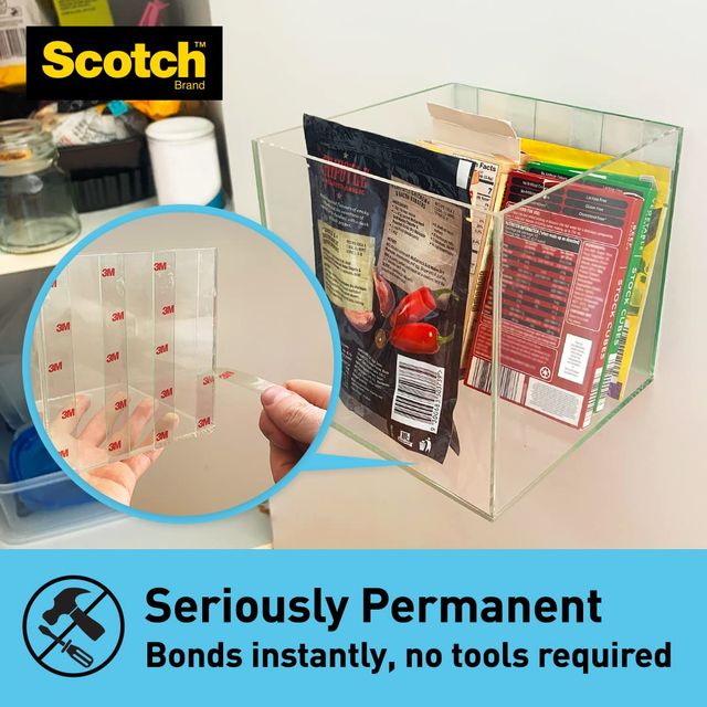 Scotch Clear Double Sided Tape for Mounting, Holds strong, Invisible, 1.5 m