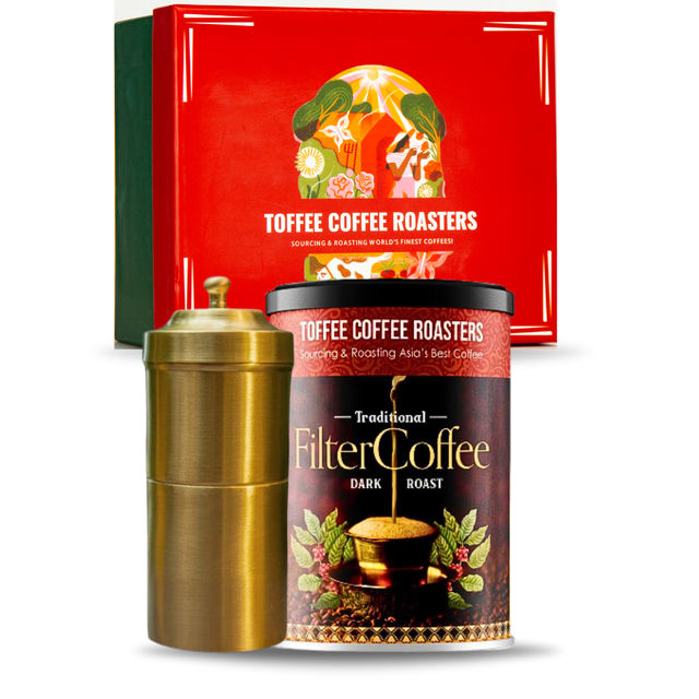 Toffee Coffee Roasters South Indian Chicory Filter Coffee with Brass Maker