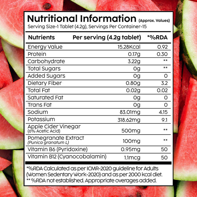 Plix Apple Cider Vinegar Effervescent for Weight Loss (Juicy Watermelon) - Pack Of 1 15 pc X 4 Combo