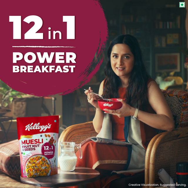 Kellogg's Crunchy Fruit & Nut Breakfast Cereals Muesli(750 gms) & Epigamia Blueberry Greek Yogurt(90 gms) Combo