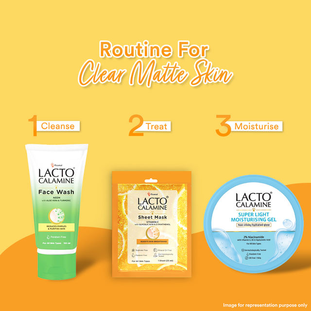 Lacto Calamine Vitamin C Face Sheet Mask with Antioxidant for Nourishing, Brightening & Glowing Skin