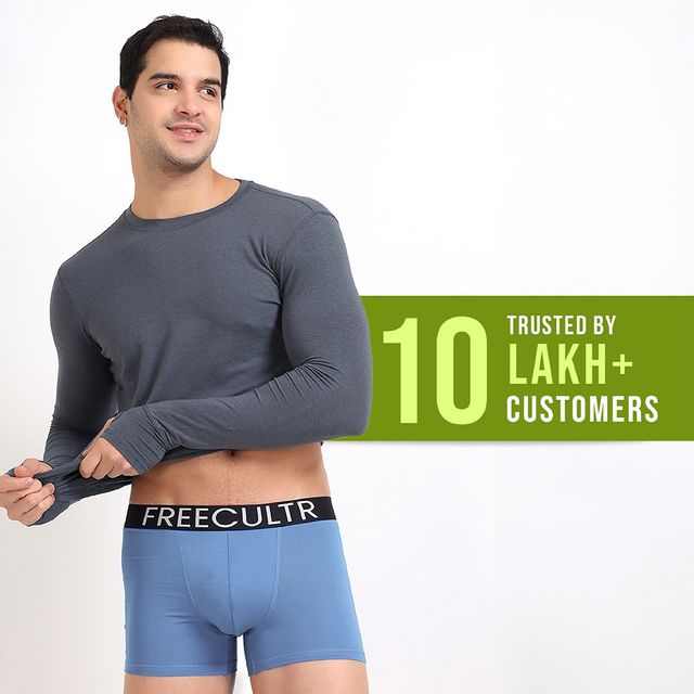 Freecultr Men's Underwear Organic Cotton Trunk - Pack of 1 Shadow Blue - XL