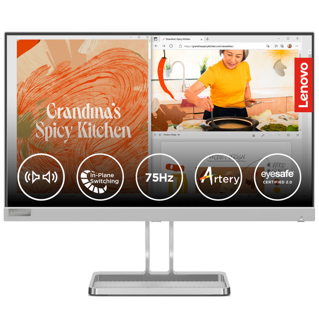 Lenovo L22i-40 21.45 inch FHD IPS Ultraslim Monitor, 2x3W Speakers, 99%sRGB,HDMI, Cloud Grey