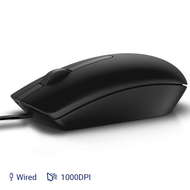 Dell Ms116 Wired Optical Mouse 1000Dpi Led Tracking Scrolling Wheel Plug And Play