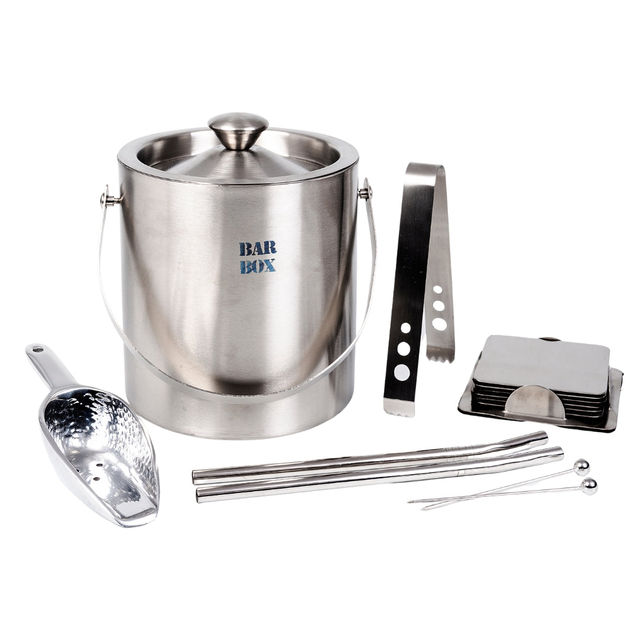 Barbox Double Walled Stainless Steel Insulated Ice Bucket Set (1.5L)