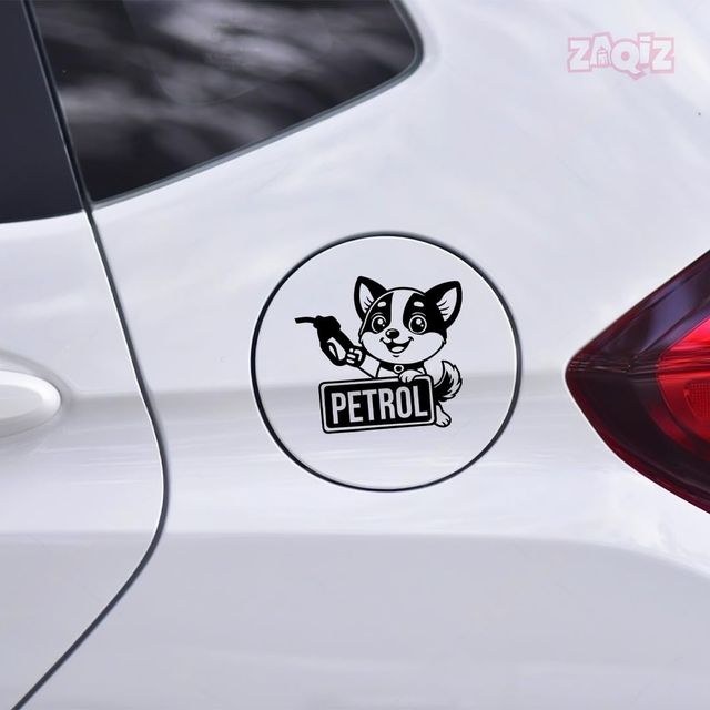 TiyuTrendzz Bright Petrol Self Adhesive Sticker for Car Fuel Cap (Black)
