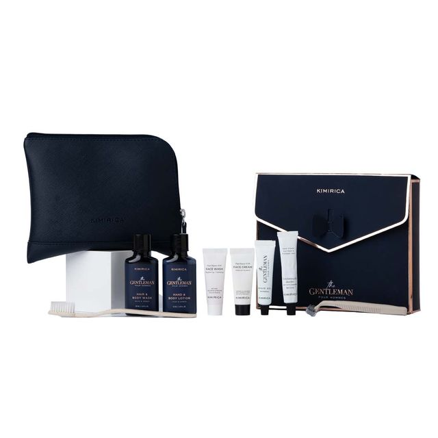 Kimirica Gentlemen Travel Case | Luxe 9-in-1 Grooming Set in Vegan Leather Bag | Self-Care for Him