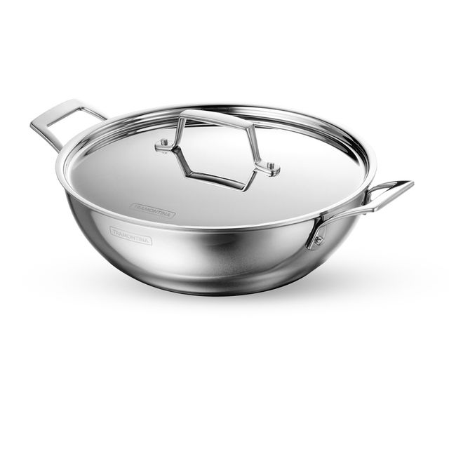 Tramontina Aeion Triply 30cm/5.7L Kadai with SS 304 Lid | Healthy Non Toxic | Kadhai for Curry | Deep Fry | StirFry Cooking | Induction Friendly | Stay Cool Handle | NSF Certified | 10 Year Warranty