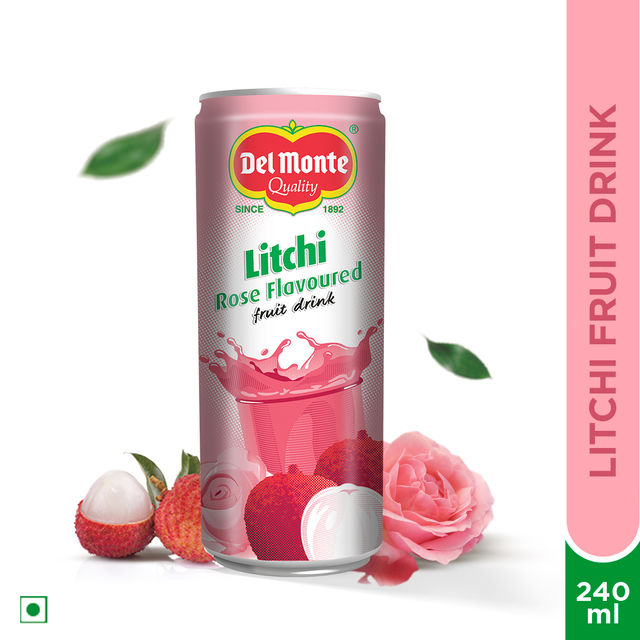 Del Monte Litchi Rose Drink  Juicy Litchis, Subtle Rose, the Perfect Mixer for Cocktails & Mocktails