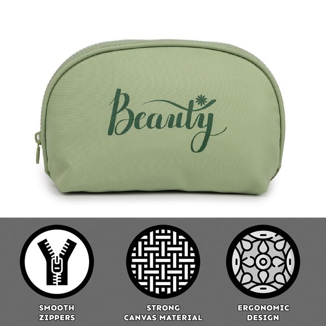Qips Beauty Semi-Circle Zipper Cosmetic Bag Travel Accessory - Saga Green