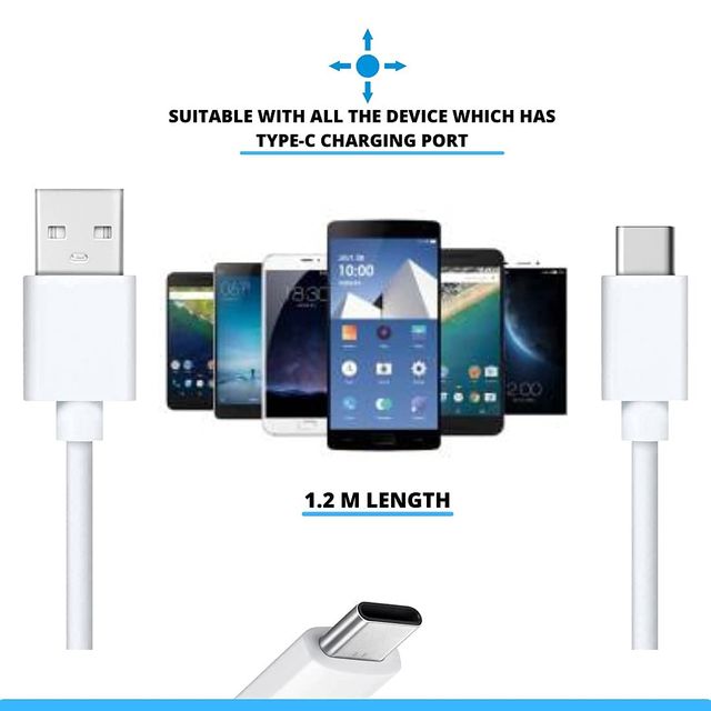 Ailkin (LPC01-TPE) USB A to Type C Cable for Smartphones Tablets & Other Type C Devices 1M - White