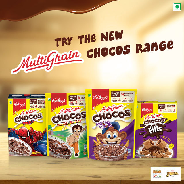 Kellogg's Chocos Crunchy Bites | Source of Calcium & Fibre, High in Protein | Kids Breakfast cereal 375 g Combo