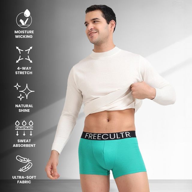 Freecultr Men's Underwear Organic Cotton Trunk - Pack of 1 Holly Green - XXL