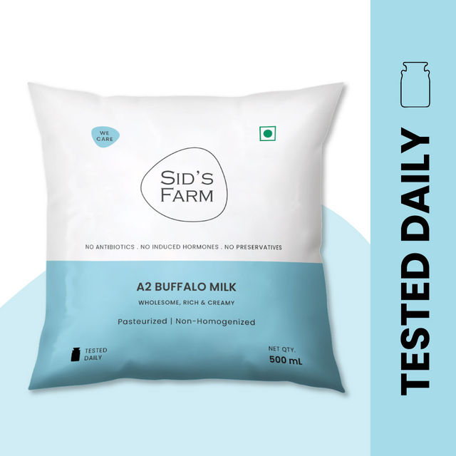 Sid'S Farm A2 Buffalo Fresh Milk (Pouch)(1pc) & Spinach - Cleaned, Without Roots(1pc) Combo