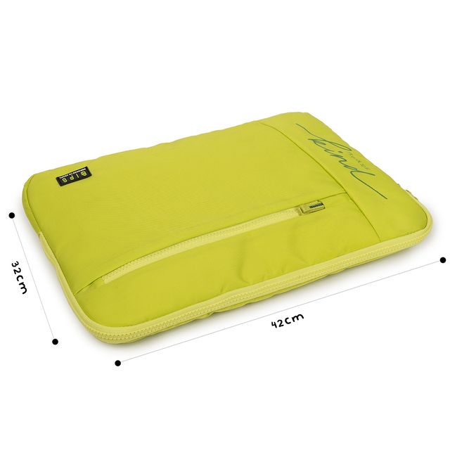 QIPS Unisex Solid PU Coated Polyester 15.6 L Laptop Sleeve | Green