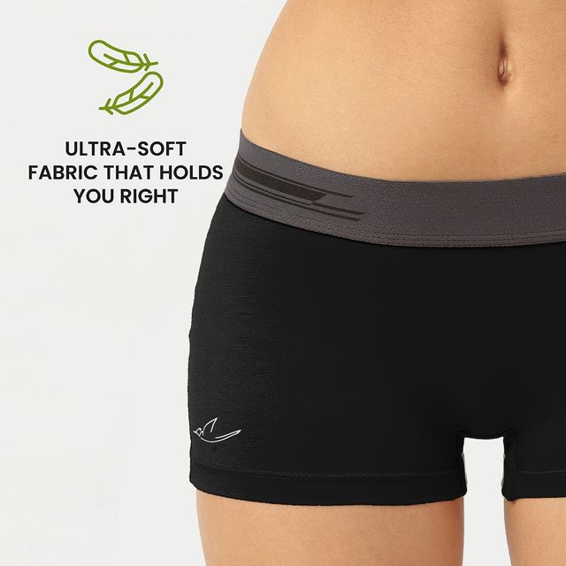 Freecultr Women's Micromodal Airsoft Boy Short - Pack of 1 Pot Black - M