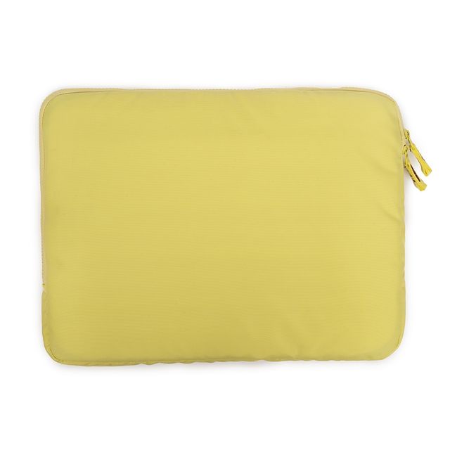 QIPS Unisex Solid PU Coated Polyester 15.6 L Laptop Sleeve | Yellow - 15.6 Inches