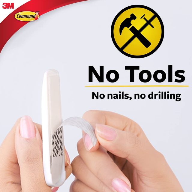 Command Adhesive Damage Free Small Hooks| Holds 450 gm | 2 Hooks| 4 Strips