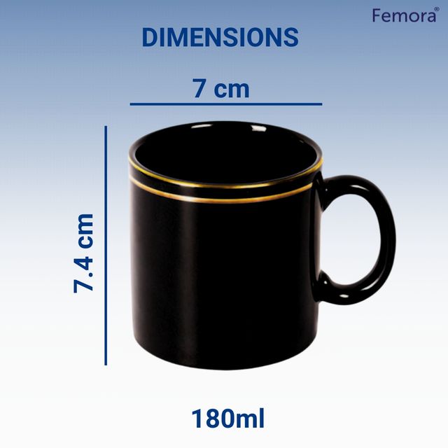Femora Handcrafted Tea Cup 6 Pcs Black Desh Ki Mitti Microwave Safe