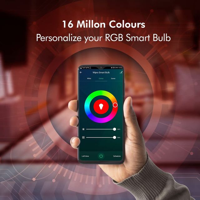 Wipro 9W B22 WiFi Smart LED Bulb with Music Sync Compatible with Amazon Alexa and Google Assistant