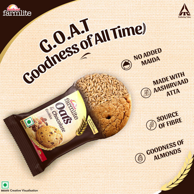 Sunfeast Farmlite Biscuit - Cookies - Oats And Chocolate 150 g Combo