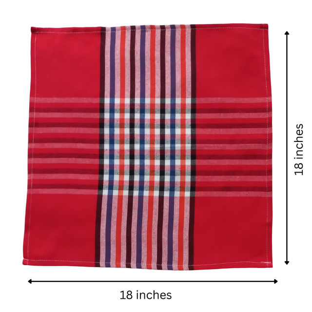 Lushomes Napkins - Multi Red | Machine Washable | Multipurpose Cotton | 18 x 18 inch