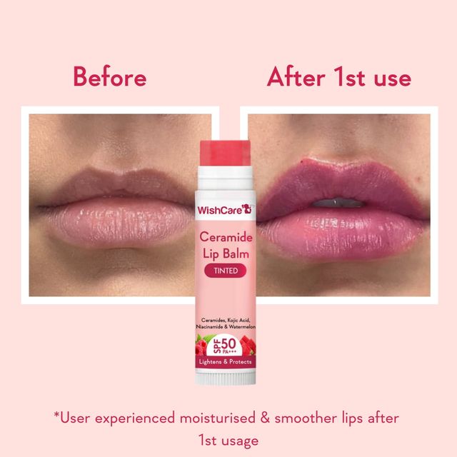 Wishcare Niacinamide Oil Balance Spf50 Light  Matte Fluid Sunscreen With Oats (50g) & Wishcare Ceramide Tinted Lip Balm With Spf50 Pa+++ (5g) Combo