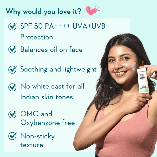 Wishcare Niacinamide Oil Balance Spf50 Light  Matte Fluid Sunscreen With Oats (50g) & Wishcare Ceramide Tinted Lip Balm With Spf50 Pa+++ (5g) Combo