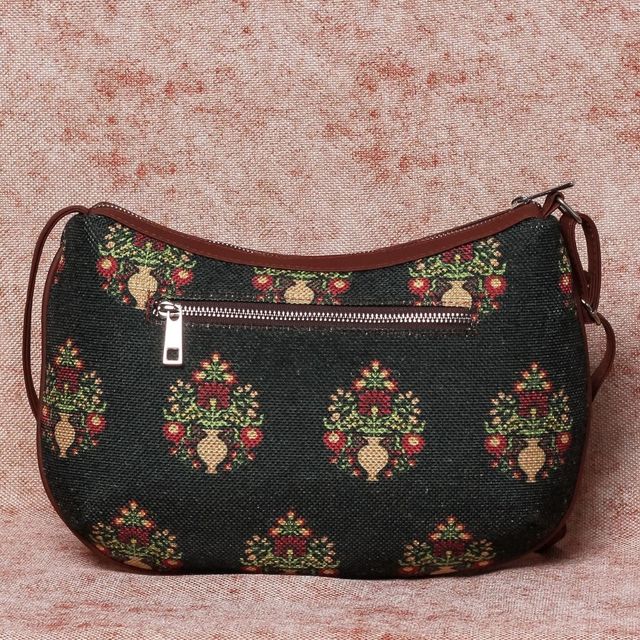 Zouk Women's Floral Vegan Leather 5.7 L Shoulder Handle Shoulder bag | Green - One Size