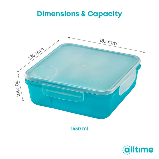 All Time Salad Lunch Box With Dip Container | 1450 ml (Colour May Vary)