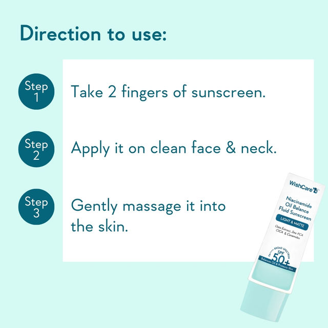 Wishcare Niacinamide Oil Balance Spf50 Light  Matte Fluid Sunscreen With Oats (50g) & Wishcare Ceramide Tinted Lip Balm With Spf50 Pa+++ (5g) Combo