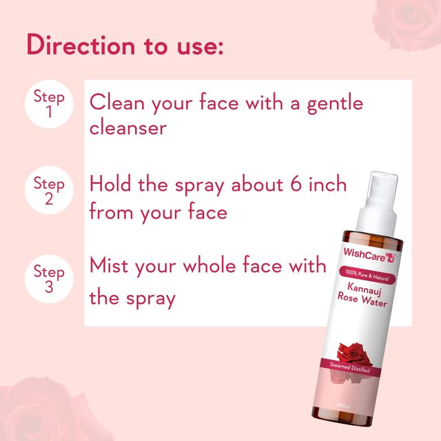 Wishcare Unisex Red Pure  Natural Kannauj Rose Water For Skin, Face  Hair (200ml) & Wishcare Unisex Pure  Unscented Glycerine (250g) Combo