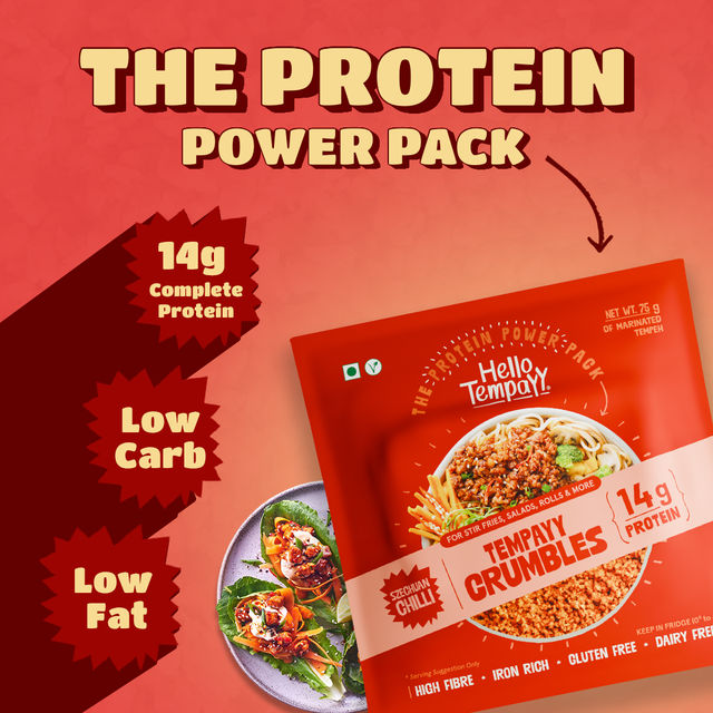 Hello Tempayy Szechuan Crumbles | 14G Protein | Soy Tempeh