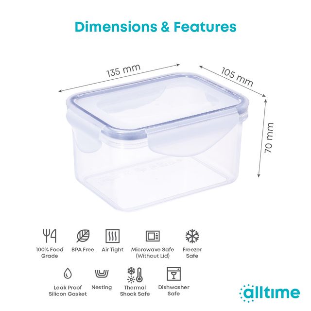 All Time Lock & Safe Storage Container, Airtight, (500 Ml) (Assorted Color)