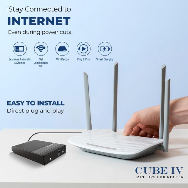 Lapcare Cube Iv Mini Ups For Wifi Router| Up To 4 Hours Powerbackup |Battery 4000Mah Router Ups