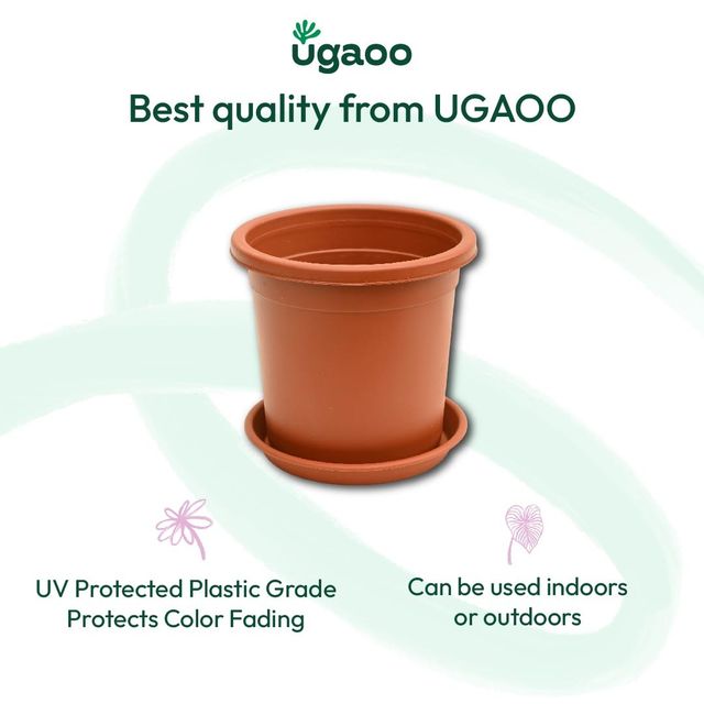 Ugaoo UV Treated Gardening Plastic Tray Plate | Saucer for Pots - 6 in | Brown | Set of 6