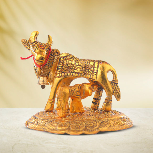 Devnidhii Kamdhenu Maa Gold Polish Idol Small Size Design 2