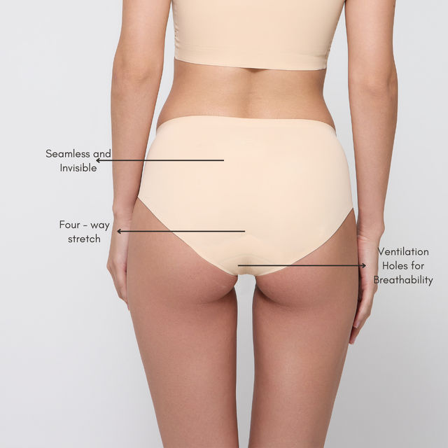 Krvvy Women's Seamless Hipster Panty | Invisible, No Elastic, Cotton Crotch & Stretch Fabric - XL