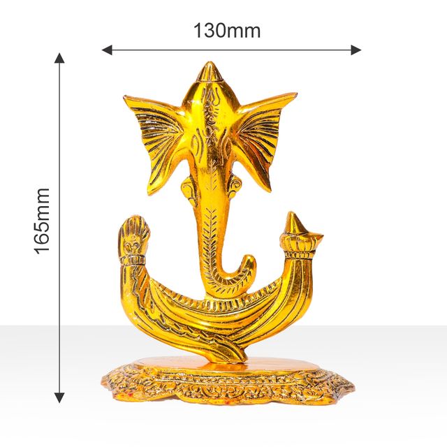 Devnidhii Ganesh Ji Idol Trishul Shape in Gold Polish
