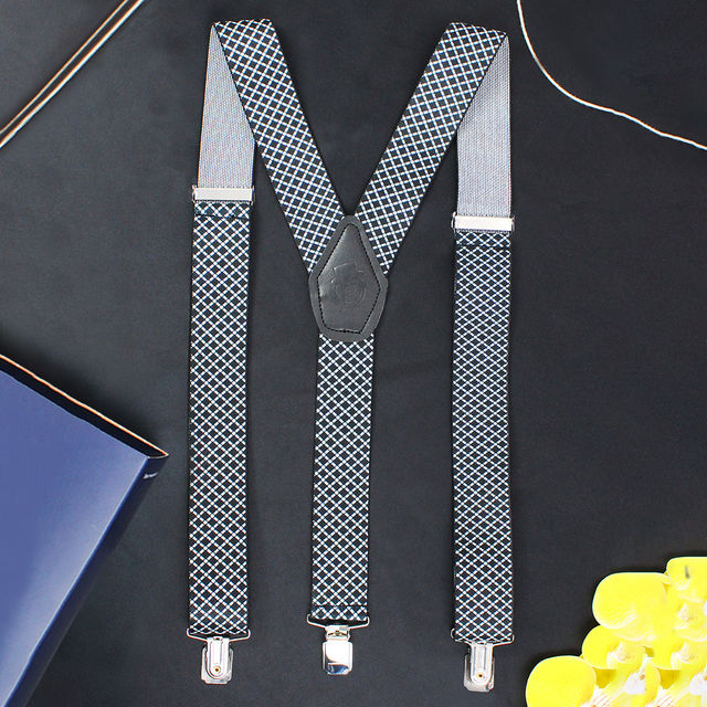 Peluche Men's Patterned Elastic Suspenders | Black - Free Size