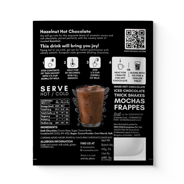 Cocosutra Hazelnut Hot Chocolate Powder
