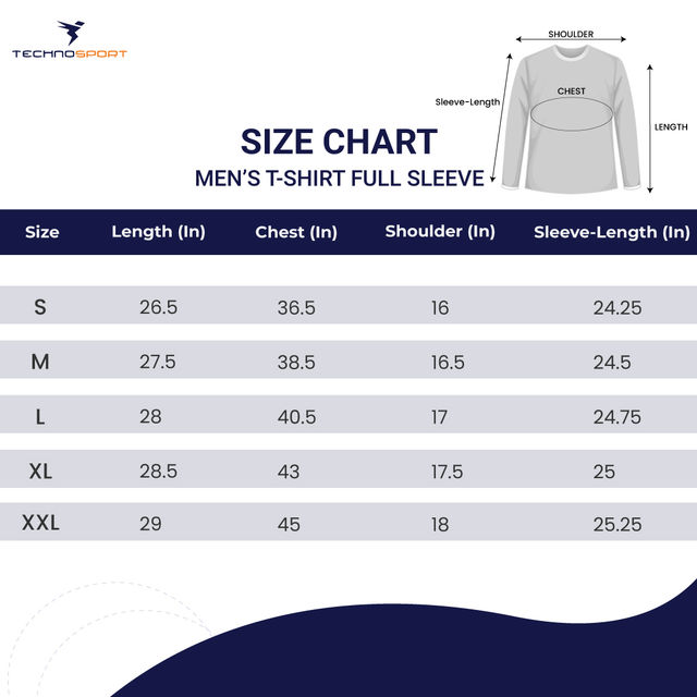 Technosport Men's Poly Solid Slim Fit Round Neck Full Sleeve Sports T-shirt | Smoke Blue - XL