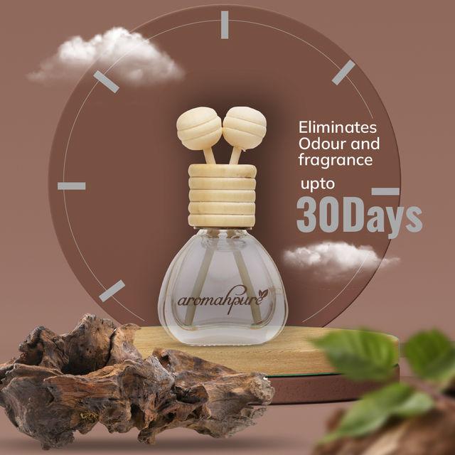Aromahpure Car Perfume Vent Clip with Wooden Reed Stick | Oudh Fragrance | Last upto 30 days 14 ml X 2 Combo