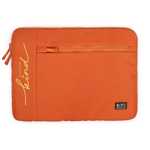 QIPS Unisex Solid PU Coated Polyester 15.6 L Laptop Sleeve | Orange - 15 Inches