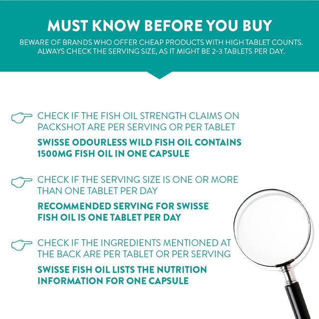 Swisse Fish Oil With 1500Mg Omega , Highest Omega-3 Content In One Capsule - 40 Days Pack
