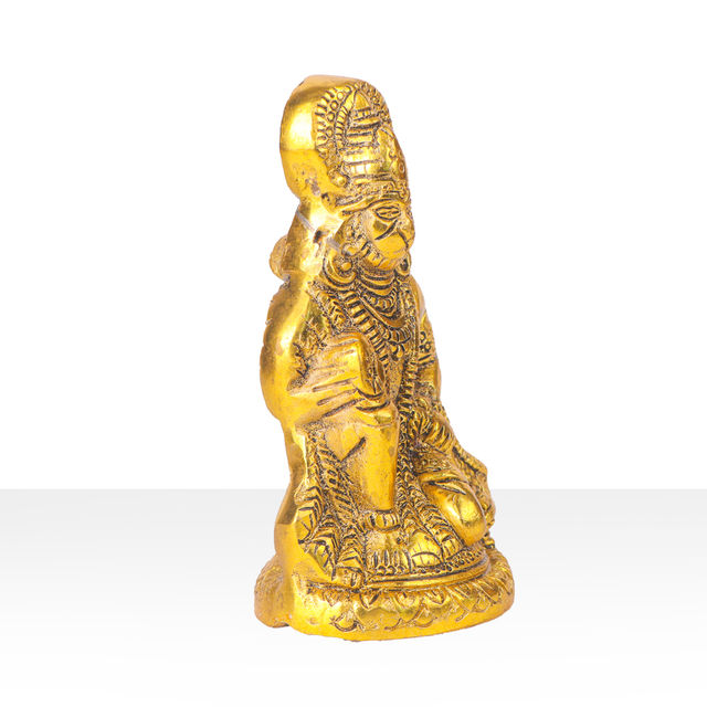 Devnidhii Hanuman Ji Idol in Ashirwad Mudra in Gold Polish