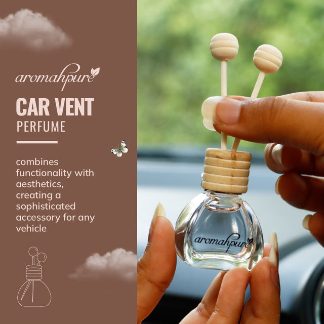 Aromahpure Car Perfume Vent Clip with Wooden Reed Stick | Oudh Fragrance | Last upto 30 days 14 ml X 2 Combo