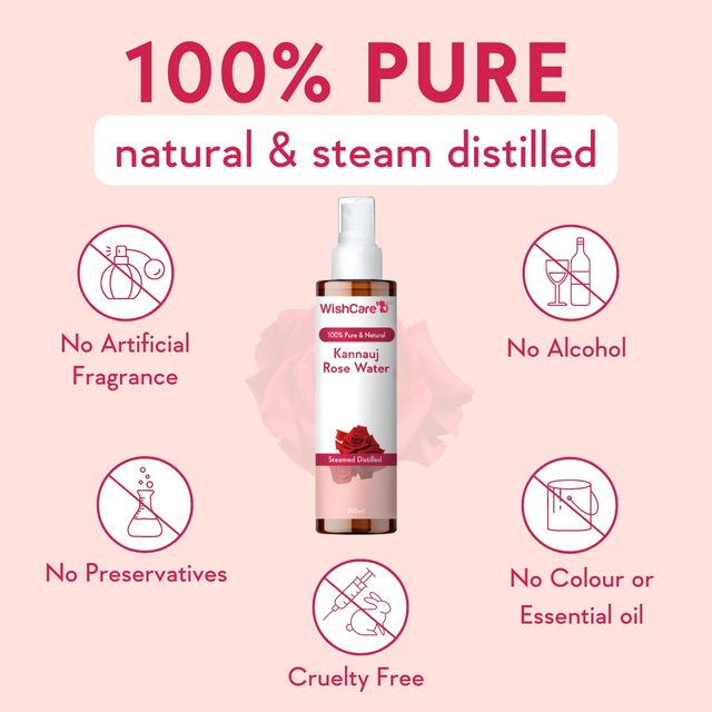 Wishcare Unisex Red Pure  Natural Kannauj Rose Water For Skin, Face  Hair (200ml) & Wishcare Unisex Pure  Unscented Glycerine (250g) Combo