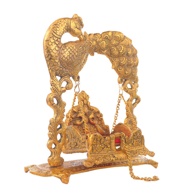 Devnidhii Palna (Jhula) with Peacock in Gold Polish
